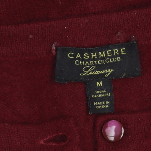 Charter Club Women's Red 100% Cashmere Cardigan M