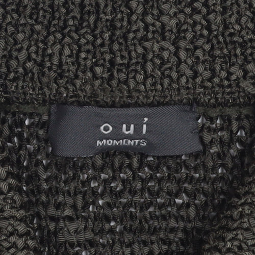 Oui Moments Women's Brown Collared Knit Short Sleeve Cardigan M