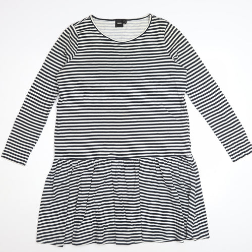ASOS Women's Black White Striped Drop Waist Jersey Dress Size 10