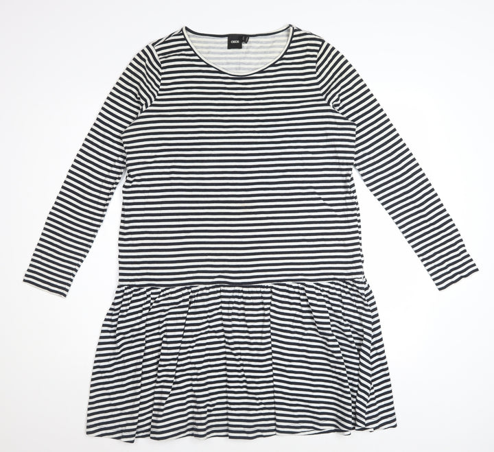 ASOS Women's Black White Striped Drop Waist Jersey Dress Size 10