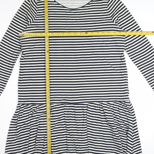 ASOS Women's Black White Striped Drop Waist Jersey Dress Size 10