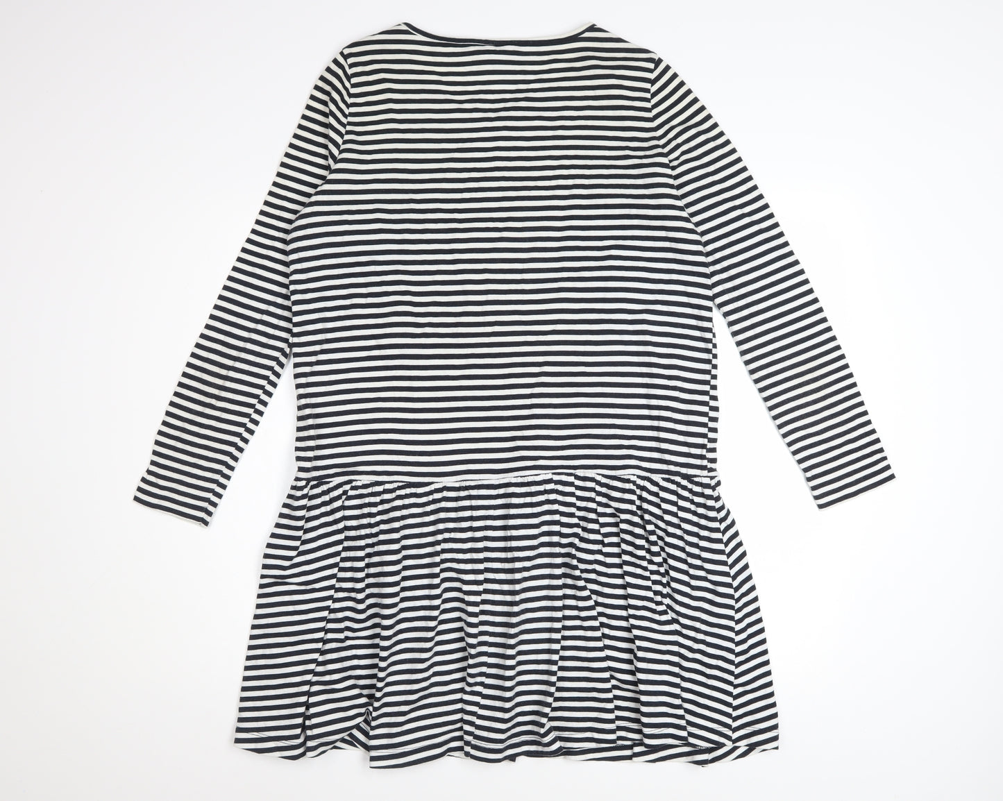 ASOS Women's Black White Striped Drop Waist Jersey Dress Size 10