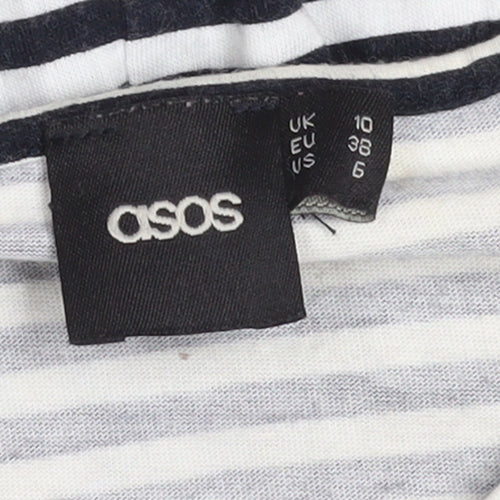 ASOS Women's Black White Striped Drop Waist Jersey Dress Size 10