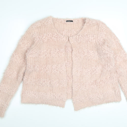Roman Women’s Pink Chunky Knit Open Cardigan Size 16