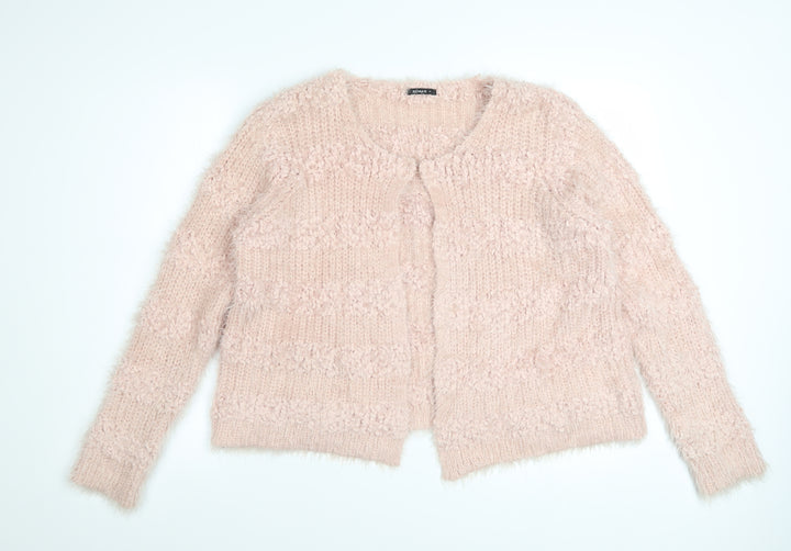 Roman Women’s Pink Chunky Knit Open Cardigan Size 16