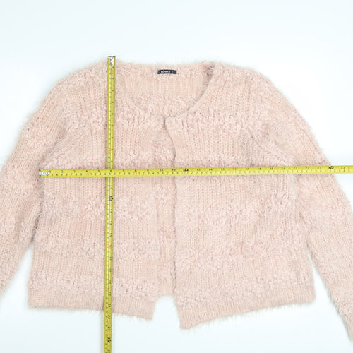 Roman Women’s Pink Chunky Knit Open Cardigan Size 16