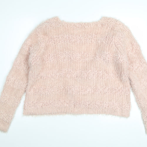 Roman Women’s Pink Chunky Knit Open Cardigan Size 16