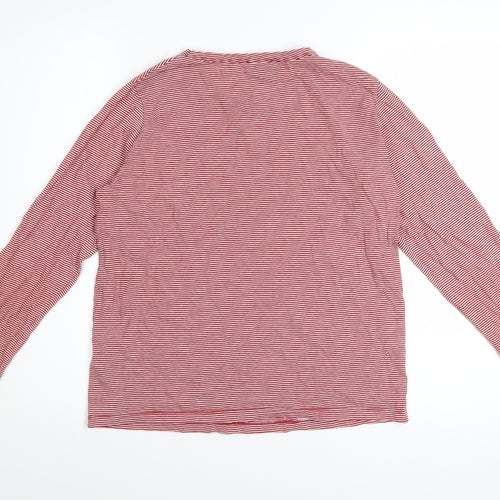 Topshop Women Red Striped Long Sleeve Cotton T-Shirt Size 10