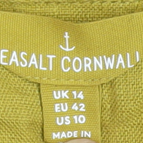 Seasalt Cornwall Women’s Yellow Linen Midi Shirt Dress Size 14