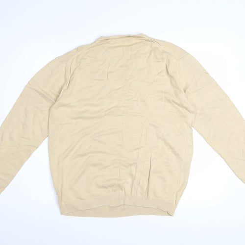 Perry Ellis Men's Beige V-Neck Knit Jumper L Rayon Cotton