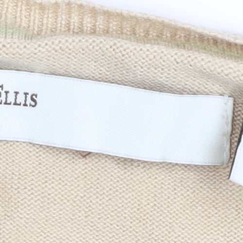 Perry Ellis Men's Beige V-Neck Knit Jumper L Rayon Cotton