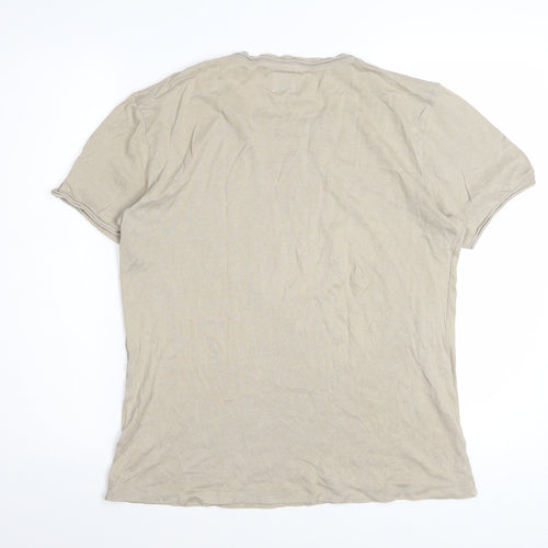 ZARA Women Beige Cotton Basic Crew Neck T-Shirt Size 12
