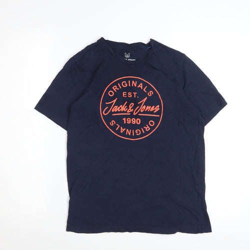 Jack & Jones Boys Blue Logo Print Cotton T-Shirt 14 Years