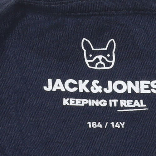Jack & Jones Boys Blue Logo Print Cotton T-Shirt 14 Years
