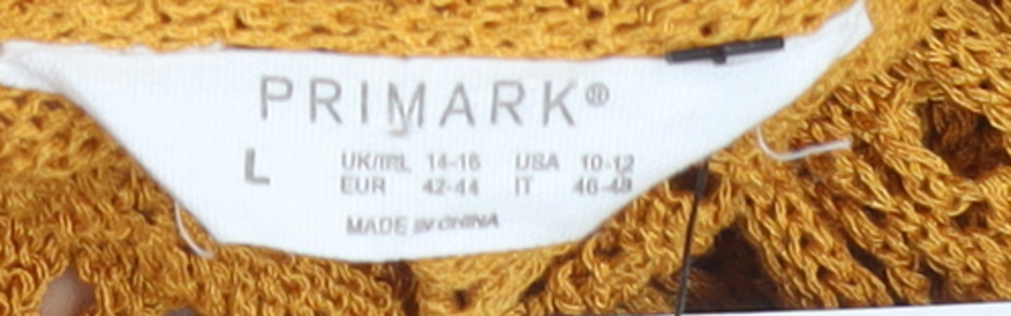 Primark Women Yellow Crochet Halter Kaftan Dress L
