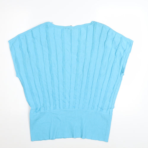 Star by Julien Macdonald Women's Blue Size 16 Knit Boat Neck Button Blouse