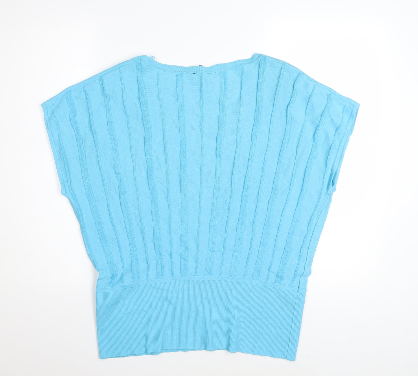 Star by Julien Macdonald Women's Blue Size 16 Knit Boat Neck Button Blouse
