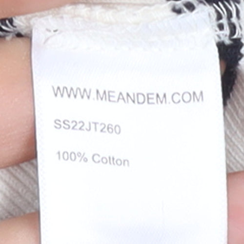 ME+EM Women Black White Striped Cotton Long Sleeve T-Shirt UK 10
