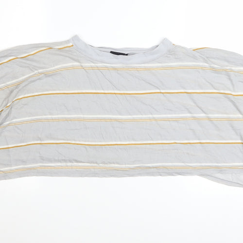 Out From Under Urban Outfitters Women Grey Striped Cropped T-Shirt M