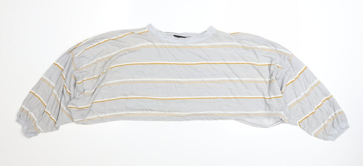 Out From Under Urban Outfitters Women Grey Striped Cropped T-Shirt M