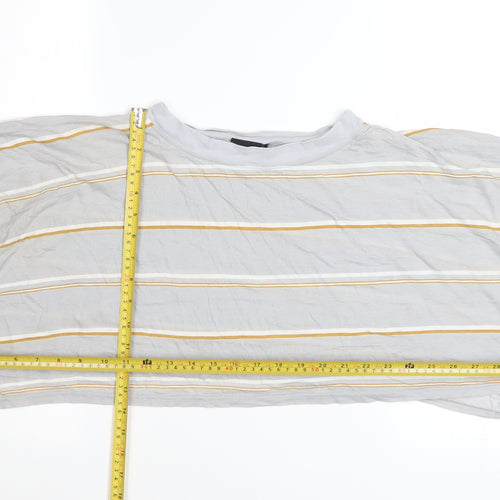Out From Under Urban Outfitters Women Grey Striped Cropped T-Shirt M
