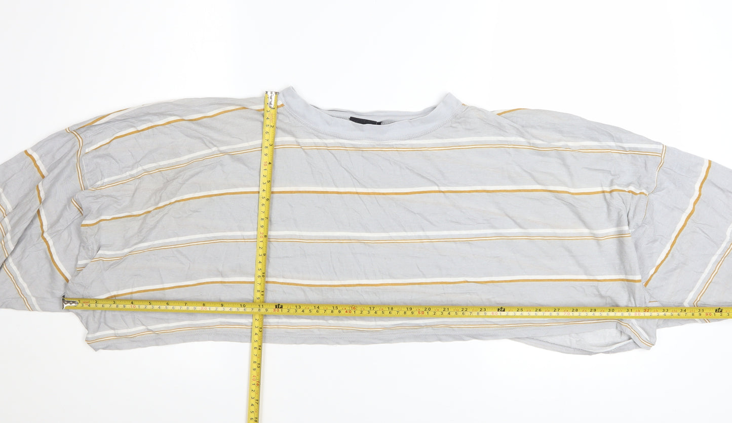 Out From Under Urban Outfitters Women Grey Striped Cropped T-Shirt M