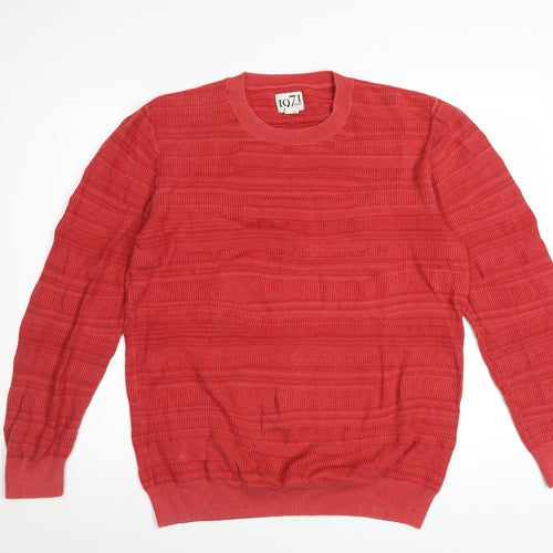 Reiss 1971 Men's Red Cotton XL Crew Neck Knit Jumper