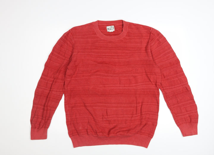 Reiss 1971 Men's Red Cotton XL Crew Neck Knit Jumper