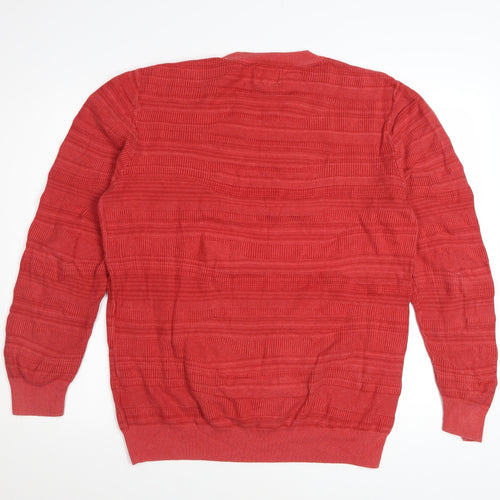 Reiss 1971 Men's Red Cotton XL Crew Neck Knit Jumper