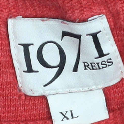 Reiss 1971 Men's Red Cotton XL Crew Neck Knit Jumper