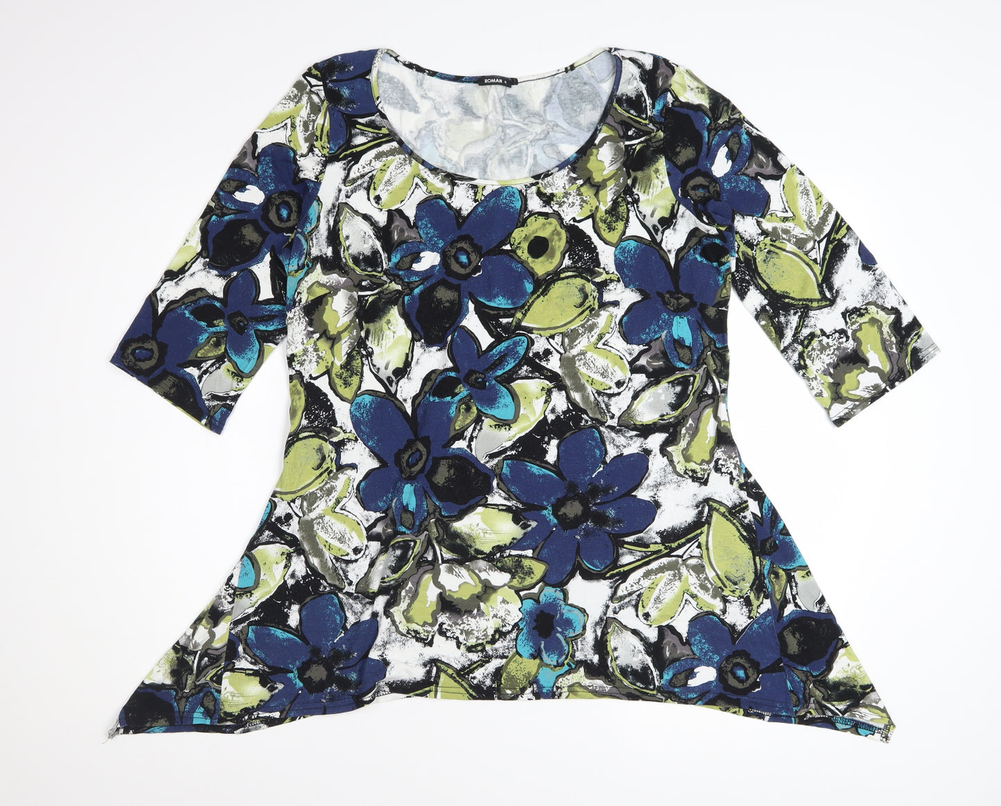 Roman Women’s Multicoloured Floral Tunic Top Size 16 3/4 Sleeve