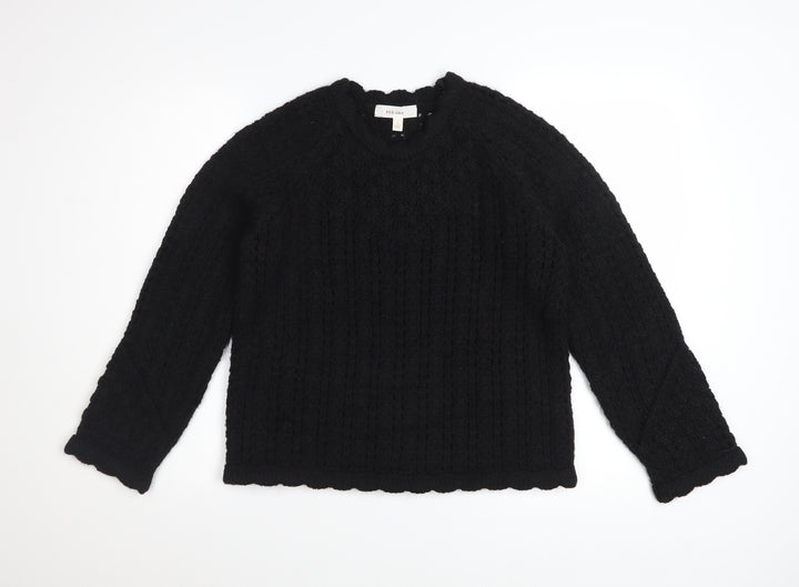 Marks and Spencer Per Una Women's Black Cable-Knit Wool Blend Jumper S