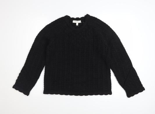Marks and Spencer Per Una Women's Black Cable-Knit Wool Blend Jumper S