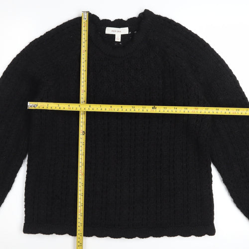 Marks and Spencer Per Una Women's Black Cable-Knit Wool Blend Jumper S
