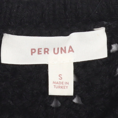 Marks and Spencer Per Una Women's Black Cable-Knit Wool Blend Jumper S