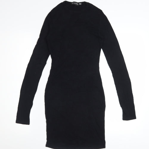 PrettyLittleThing Women Black Size 6 Bodycon Mini Dress Long Sleeve