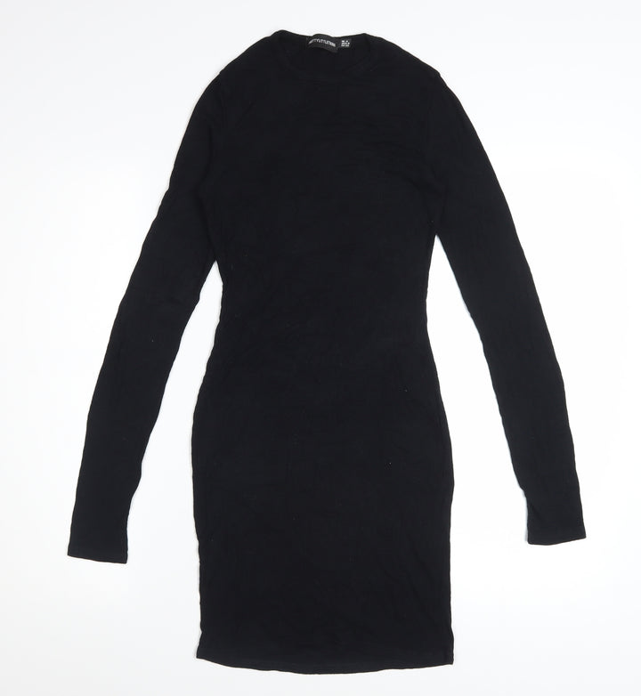 PrettyLittleThing Women Black Size 6 Bodycon Mini Dress Long Sleeve