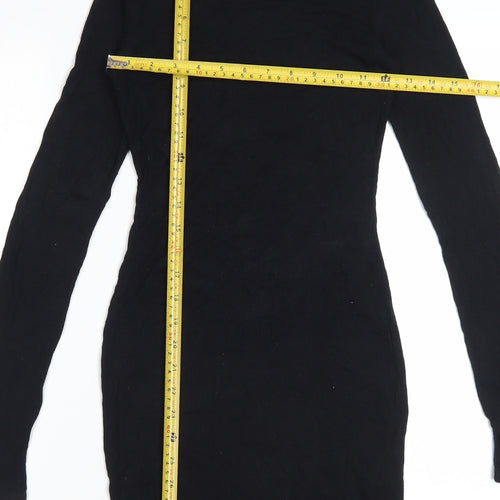 PrettyLittleThing Women Black Size 6 Bodycon Mini Dress Long Sleeve