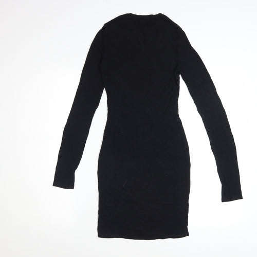 PrettyLittleThing Women Black Size 6 Bodycon Mini Dress Long Sleeve