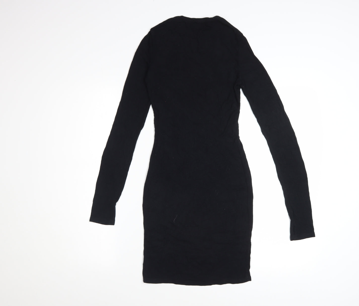 PrettyLittleThing Women Black Size 6 Bodycon Mini Dress Long Sleeve