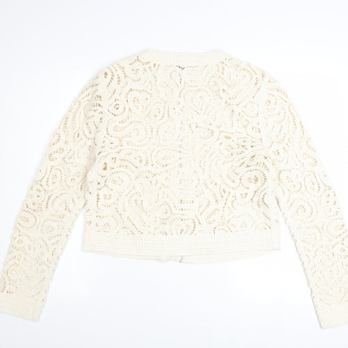 Marks and Spencer Women Ivory Crochet Zip Cardigan S