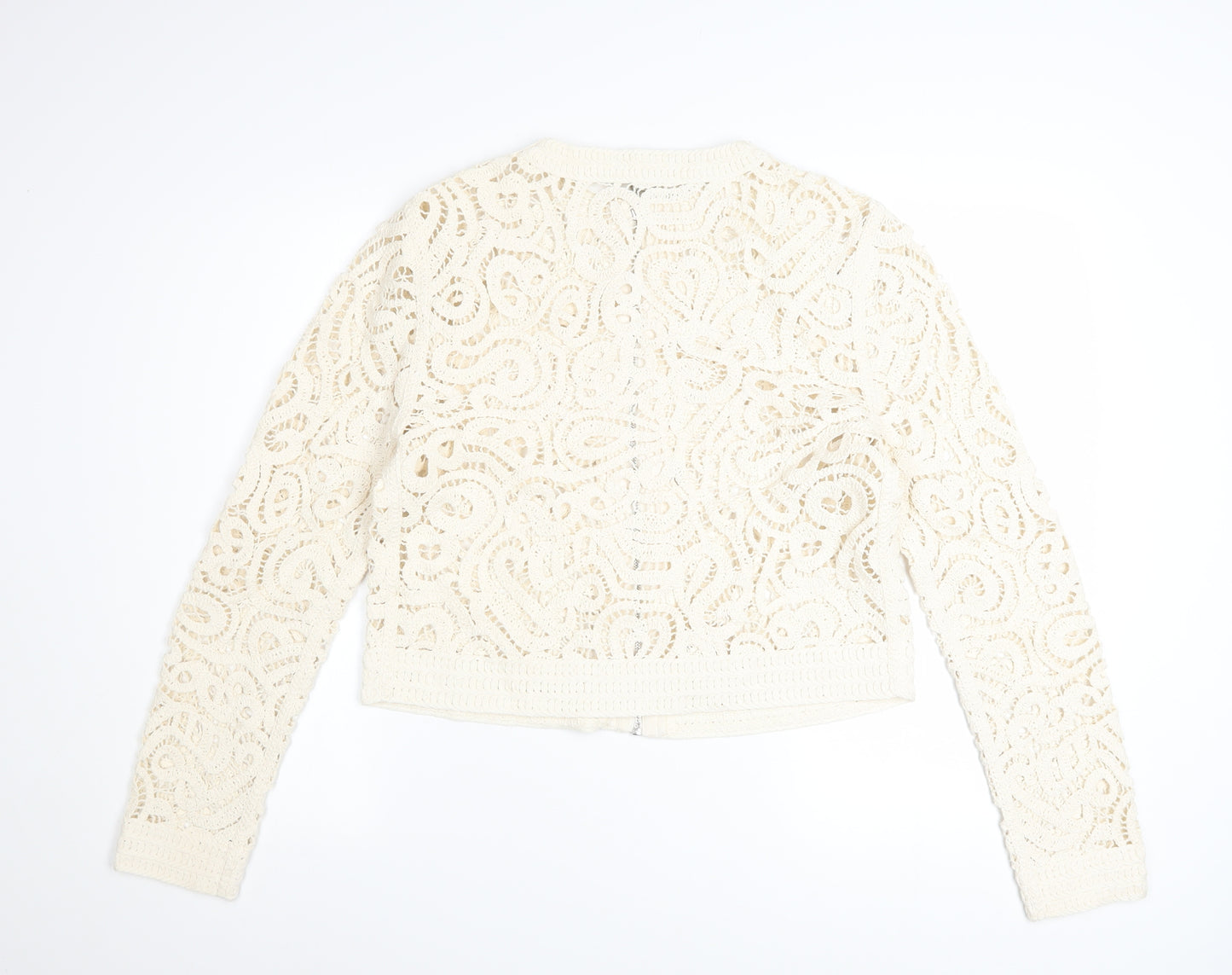 Marks and Spencer Women Ivory Crochet Zip Cardigan S