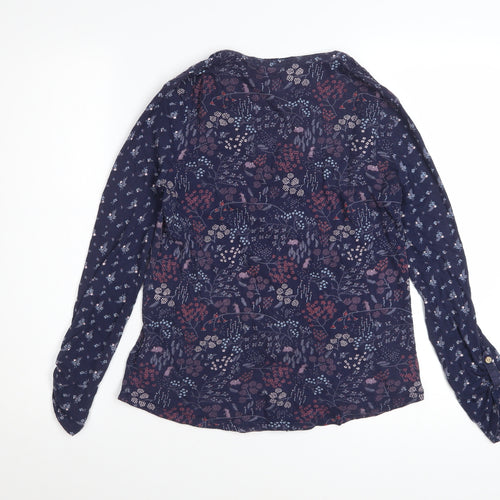 Mantaray Women’s Blue Floral Cotton Button-Up Tunic Top Size 10