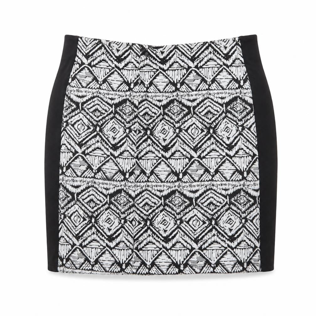 Front view of Next Women’s Black Geometric Stretch Pencil Skirt, size UK 8