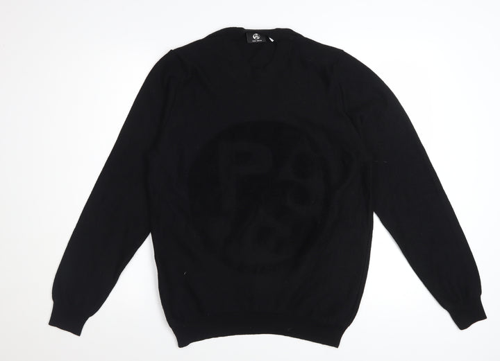 Paul Smith Men's Black Merino Wool V-Neck Pullover Jumper M