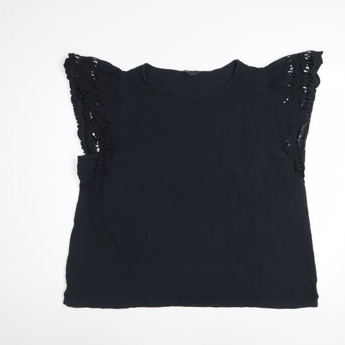 Marks and Spencer Women’s Black Embroidered Cotton Blouse Size 20