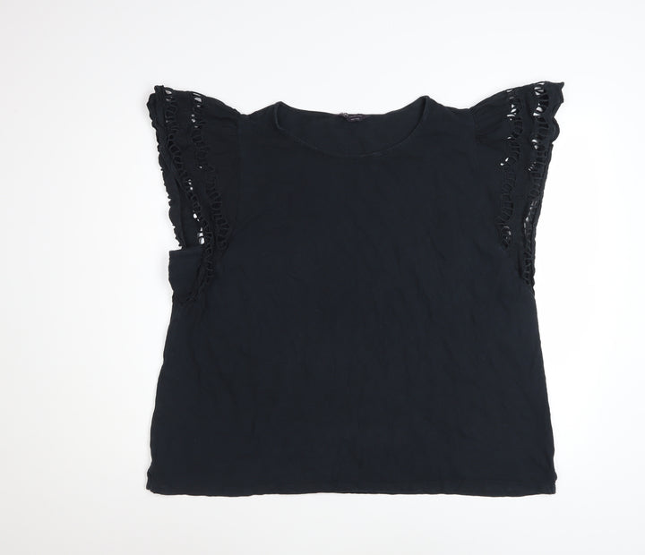 Marks and Spencer Women’s Black Embroidered Cotton Blouse Size 20
