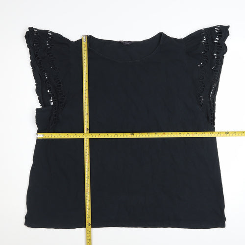 Marks and Spencer Women’s Black Embroidered Cotton Blouse Size 20
