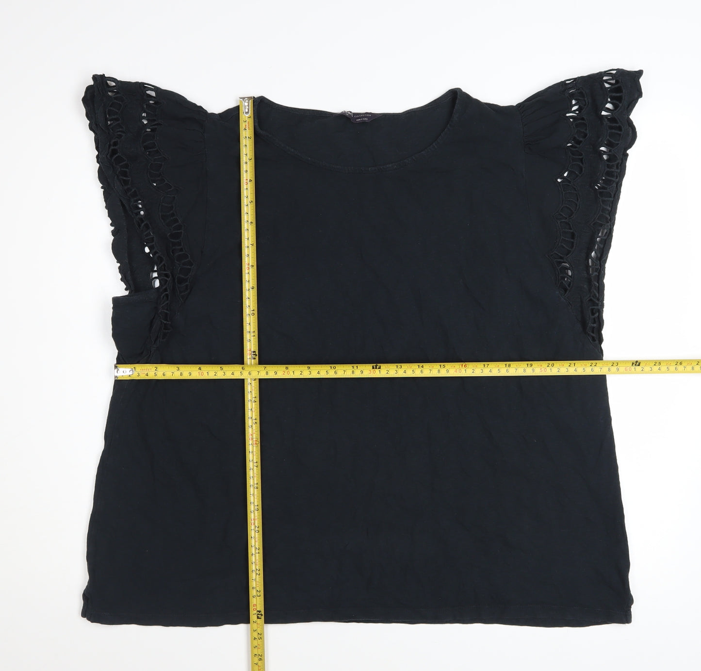Marks and Spencer Women’s Black Embroidered Cotton Blouse Size 20