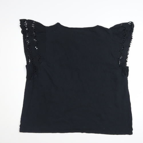 Marks and Spencer Women’s Black Embroidered Cotton Blouse Size 20